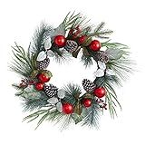 24in. Assorted Pine, Pinecone and Berry Artificial Christmas Wreath with Red Ornaments | Amazon (US)