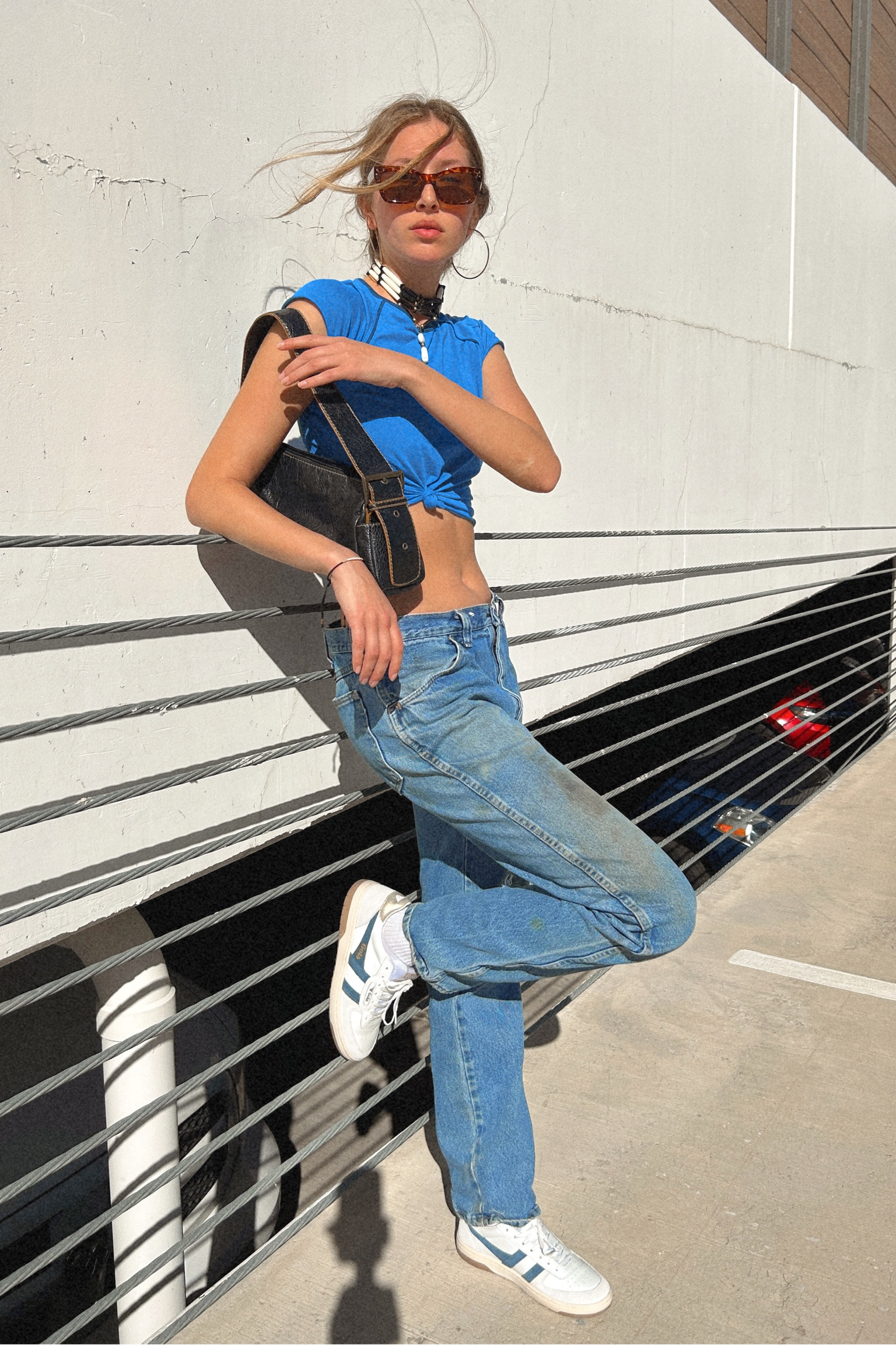 Super casual errand outfit 💙 the pants and bag are thrifted. I don’t have a lot of color in my closet, so I’ve been trying to add more. I absolutely love the blue of this top! 

#LTKFind #LTKfit #LTKstyletip