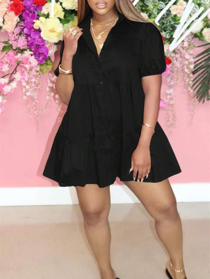 SHEIN Slayr Shirt Style A Hem Plus Size Women's Dress | SHEIN