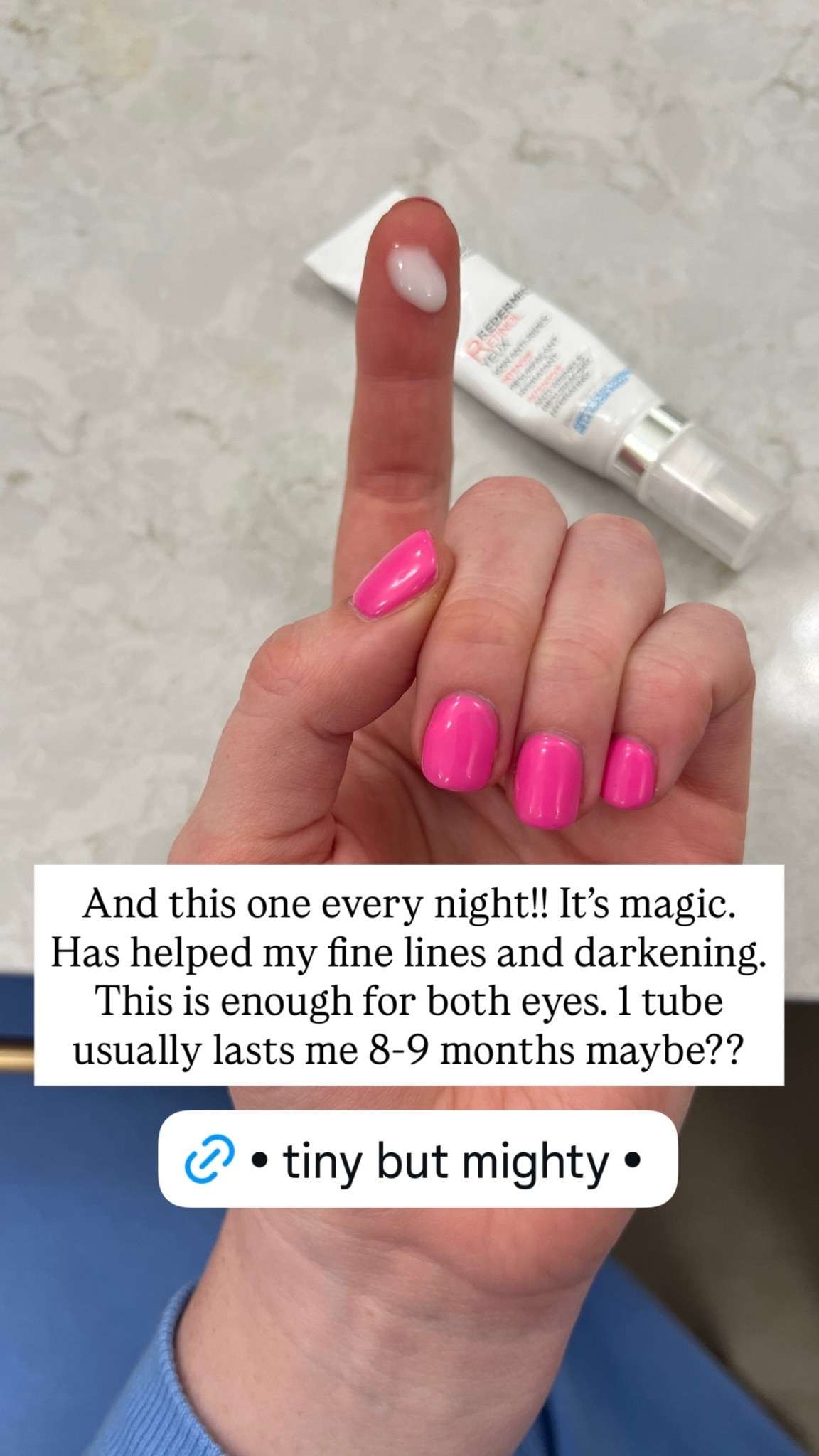 And this one every night!! It’s magic. Has helped my fine lines and darkening. This is enough for both eyes. 1 tube usually lasts me 8-9 months maybe??

#LTKselfcare #LTKmomlife #LTKBeauty