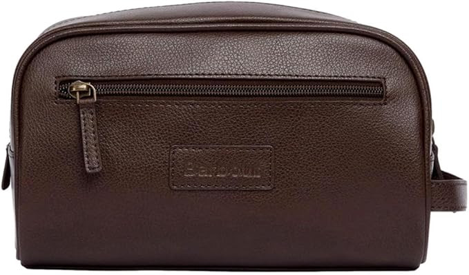 Barbour Leather Wash Bag, Dark Brown | Amazon (US)