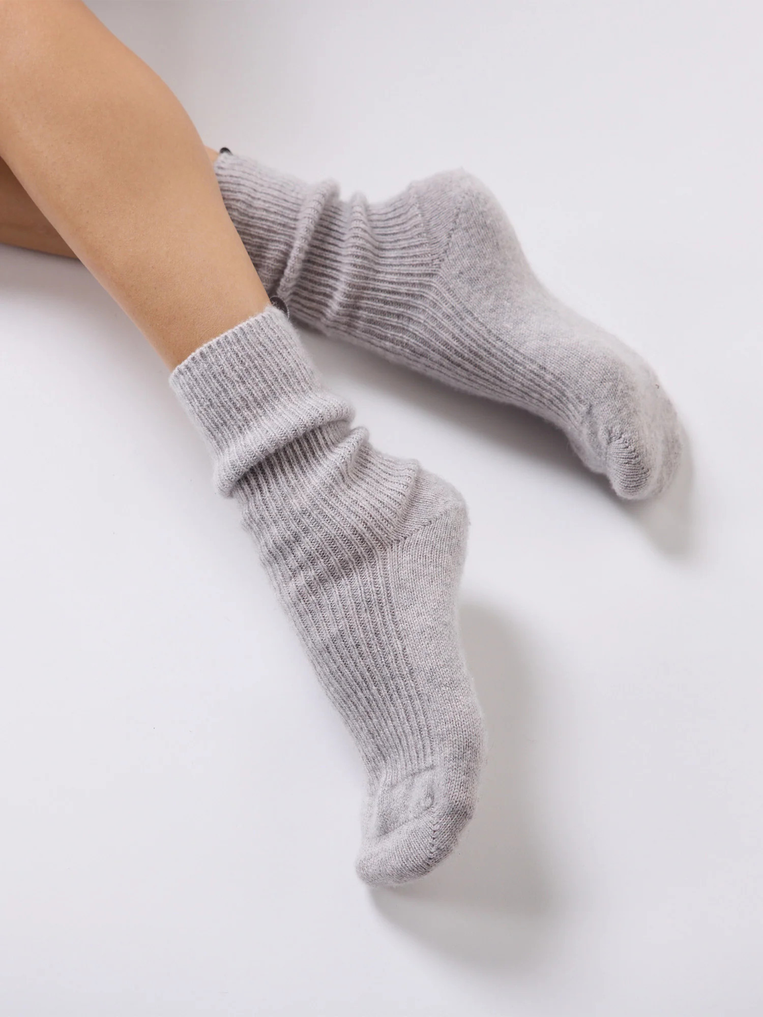 Brochu Walker Women's Ribbed Cashmere Socks, Grey | Brochu Walker