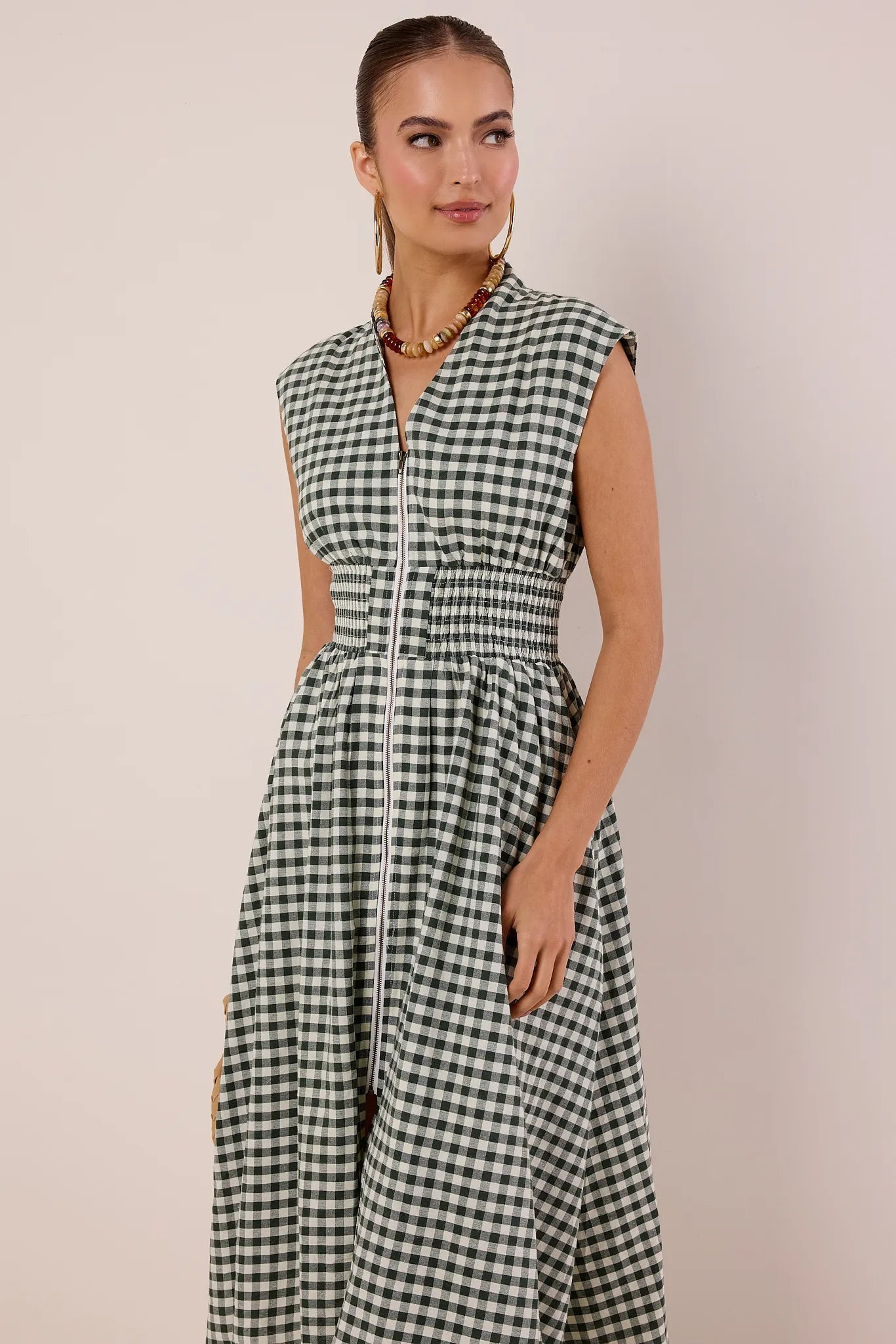 Collins Dress- Green Gingham | Avara