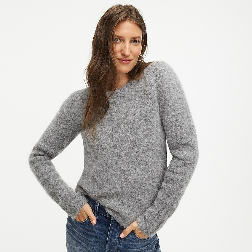 Puff-sleeve fuzzy crewneck sweater | J. Crew US