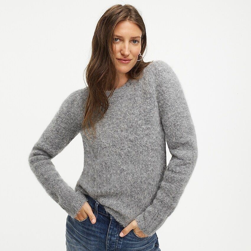 Puff-sleeve fuzzy crewneck sweater | J.Crew US