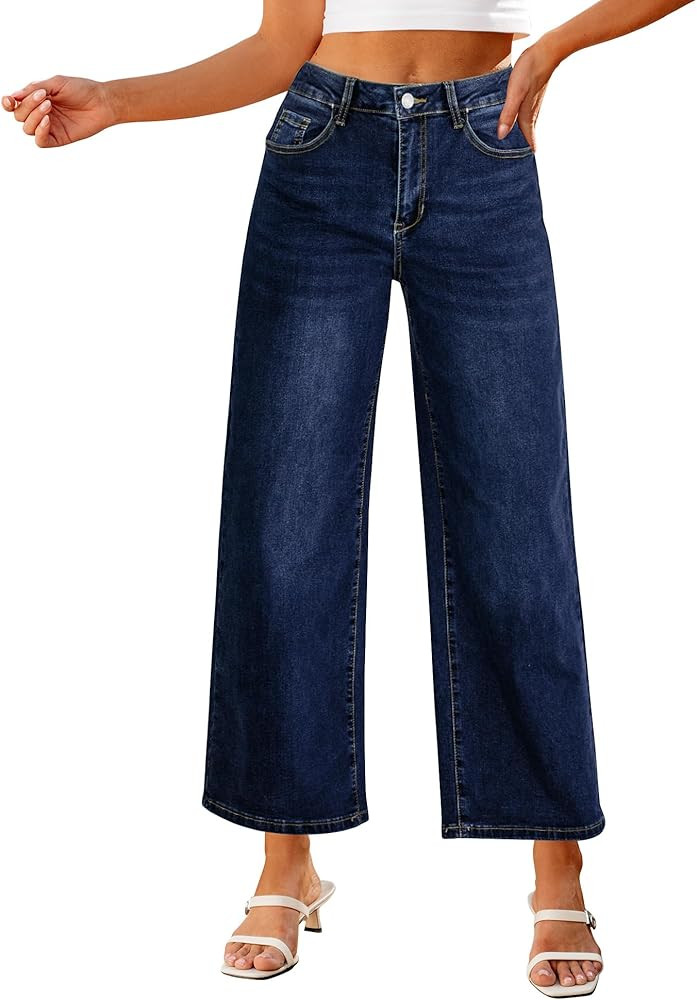 luvamia Wide Leg Jeans for Women High Waisted Relaxed Fit Trendy Stretchy Denim Pants Ankle Trous... | Amazon (US)