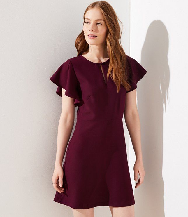 Keyhole Flutter Flare Dress | LOFT | LOFT