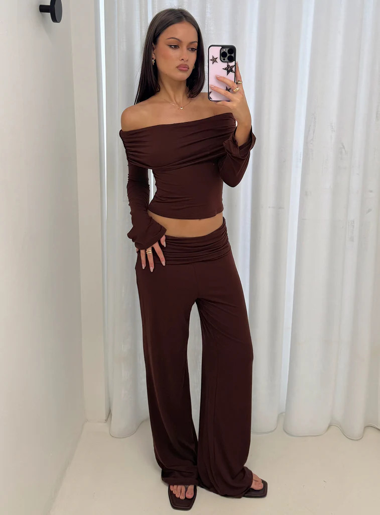 Fawne Long Sleeve Top Brown | Princess Polly US