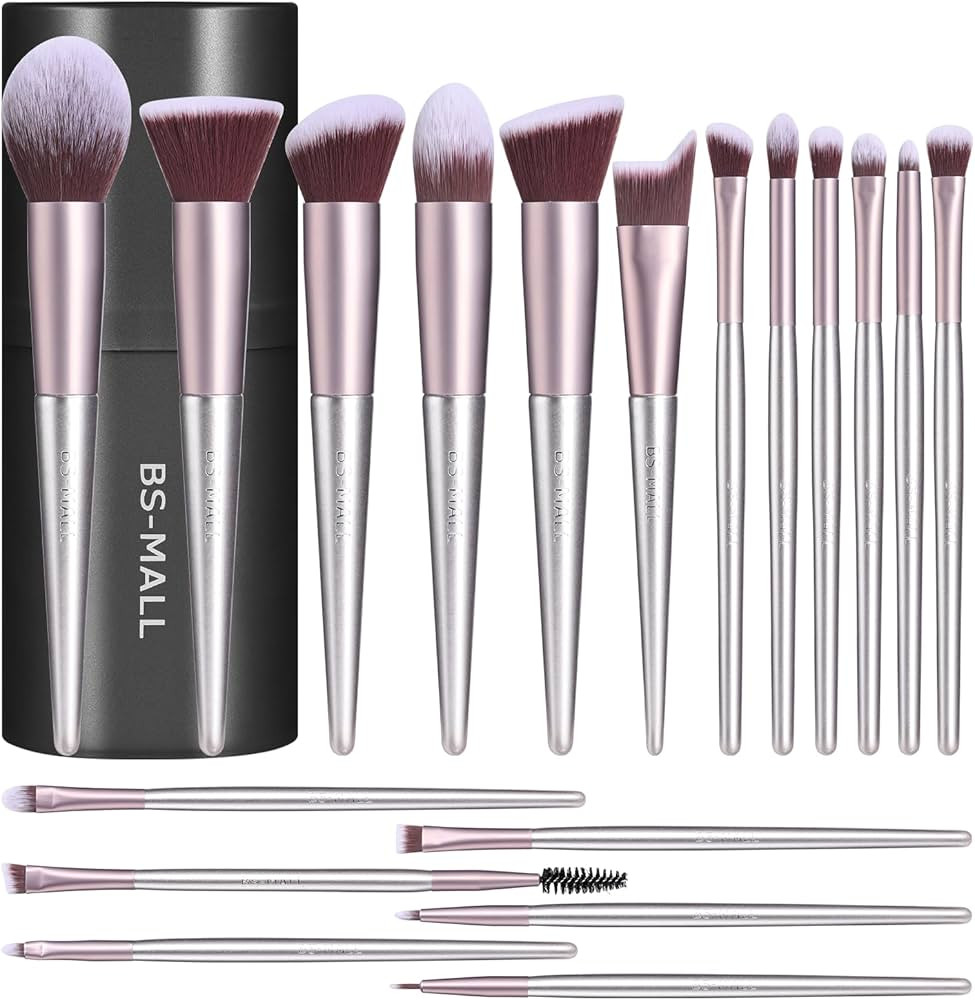 BS-MALL Lot de 18 pinceaux de maquillage synthétiques de qualité supérieure pour fond de teint... | Amazon (FR)