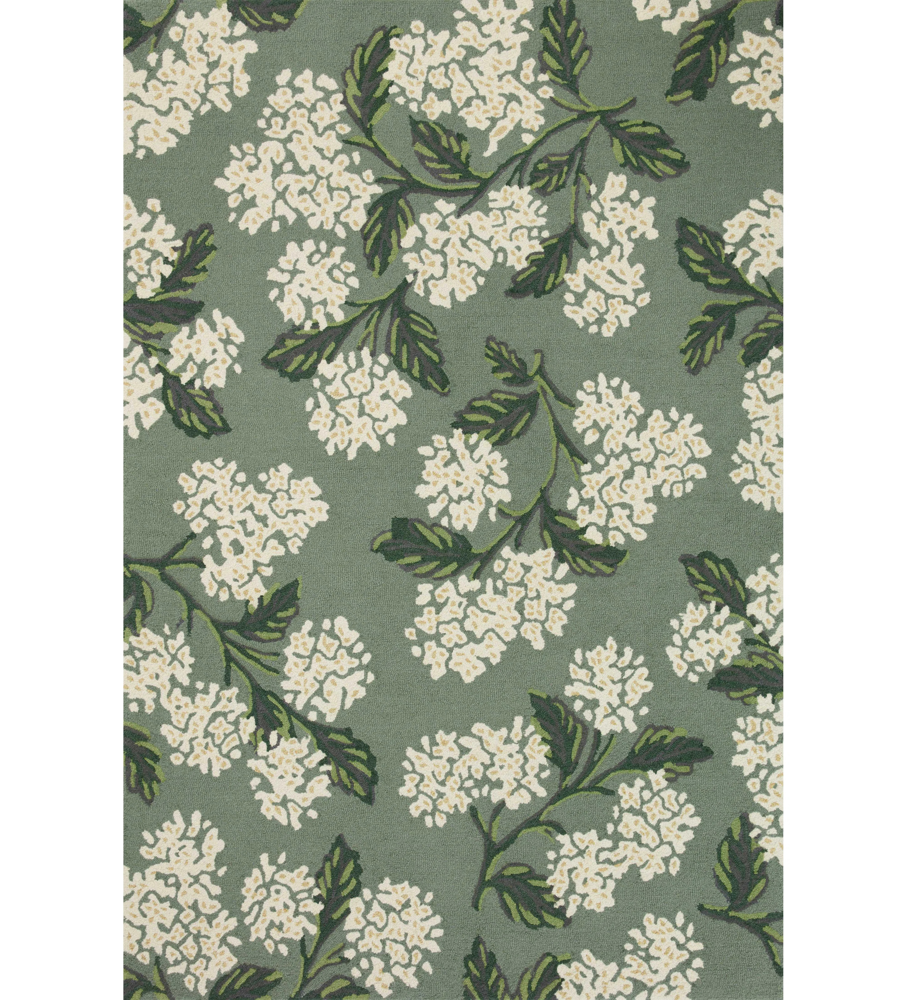 Rifle Paper Co. x Loloi Floral Handmade Looped Wool Area Rug in Hydrangea Sage | Wayfair North America