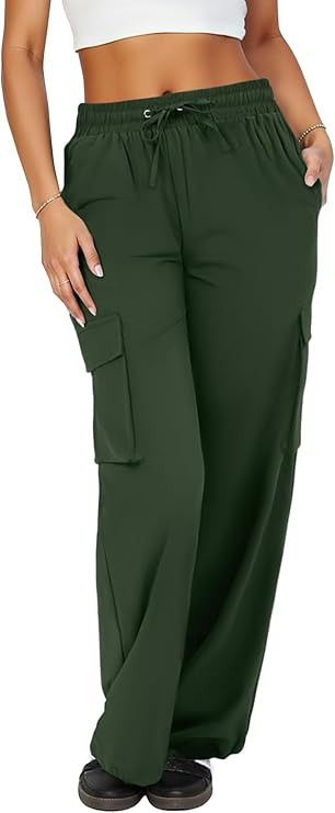 COPYLEAF Cargo Pants Women High Waisted Parachute Hiking Pants with 4 Pockets Lightweight Baggy W... | Amazon (US)