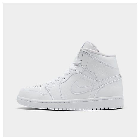 Nike Men's Air Jordan 1 Mid Retro Basketball Shoes in White Size 8.0 Leather | Finish Line (US)