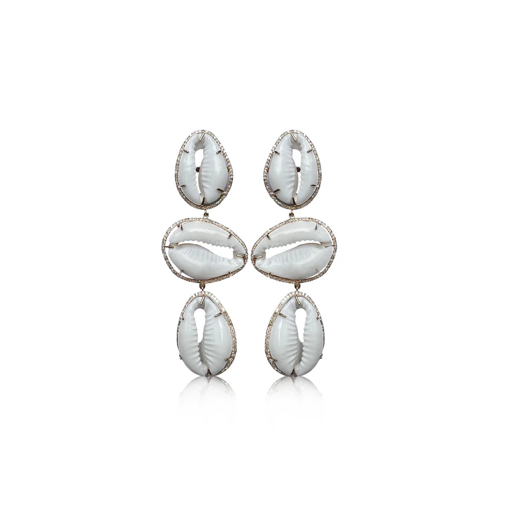 14k Cowrie Drop Earrings | S. Carter Designs