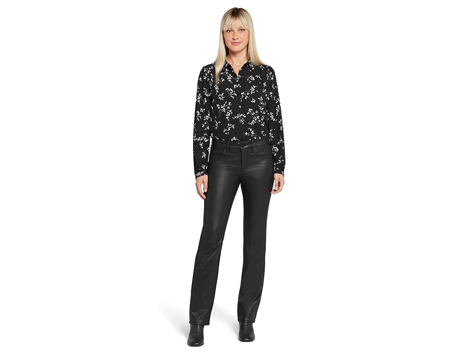 NYDJ Petite Marilyn Straight in Black Coated Women's Jeans Black Coated : 6P 30, Denim/Elastane/Lycra | Zappos