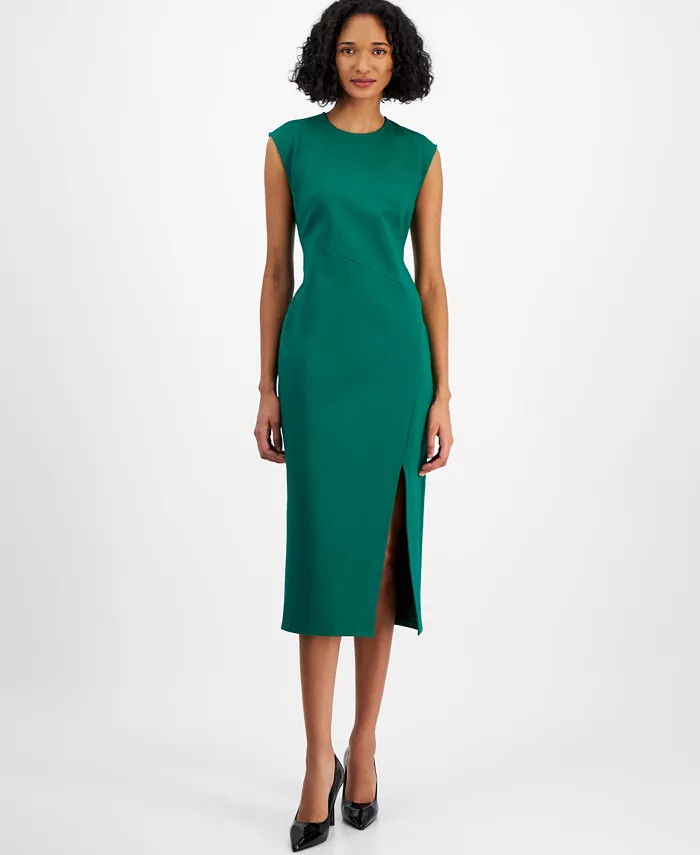 Bar III Women's Cap-Sleeve Crewneck Midi Sheath Dress, Created for Macy's - Macy's | Macy's