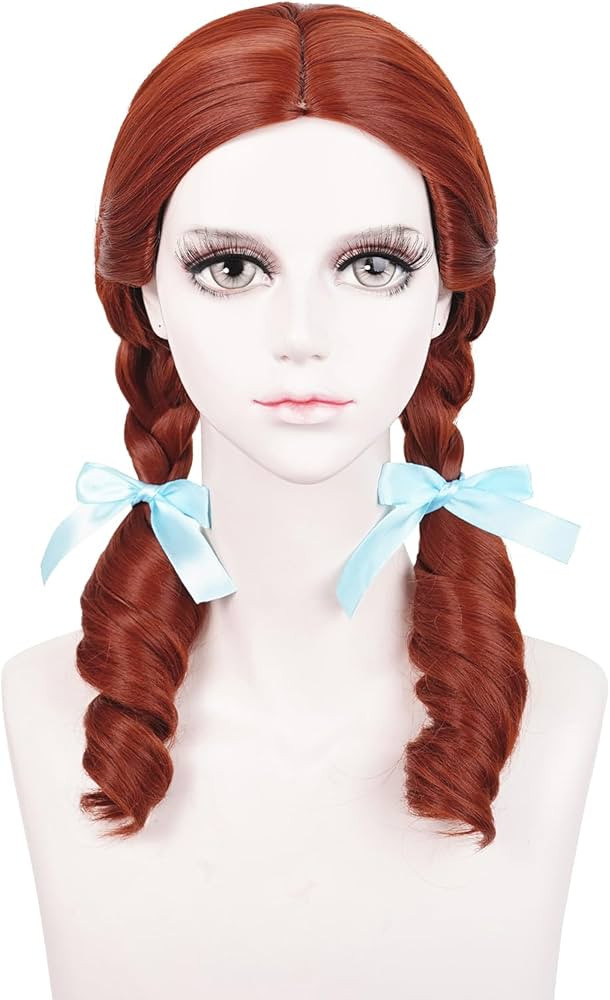LABEAUTÉ Max Beauty Anime Brown Braided Cosplay Wig with Blue Ribbon for Women, Aldult Daily Lon... | Amazon (US)