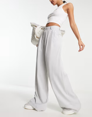 ASOS DESIGN casual wide leg trousers in grey | ASOS (Global)