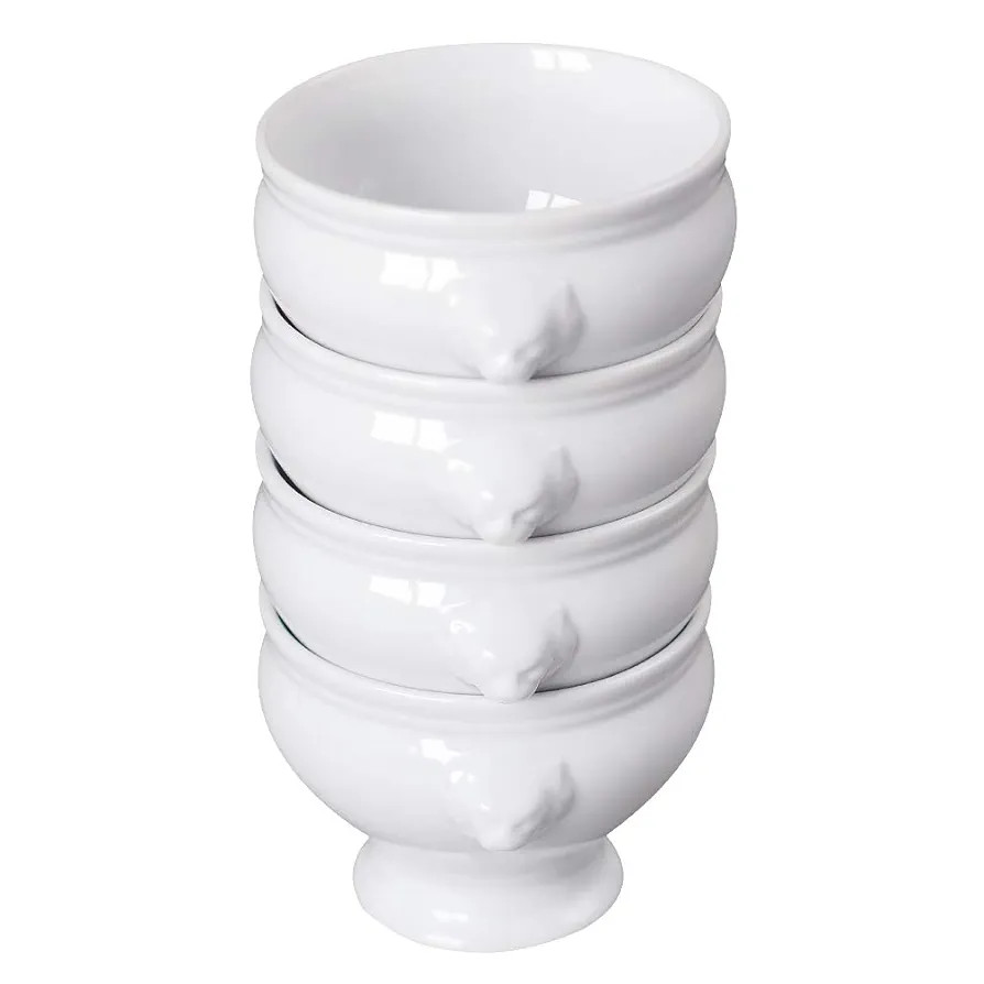 Cinf Ceramic 12 oz Set of 4 Lion Head Porcelain Soup Bowls White Christmas Gifts Microwave Safe S... | Amazon (US)