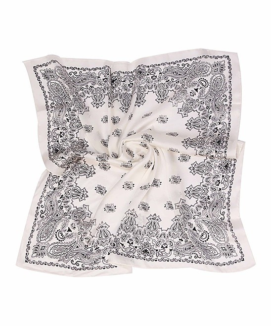 Do Everything In Love Women's Accent Scarves WHITE - White & Black Paisley Bandanna Scarf | Zulily
