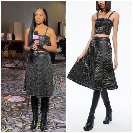 Marlo Hampton’s Studded Leather Crop Top and Skirt Set