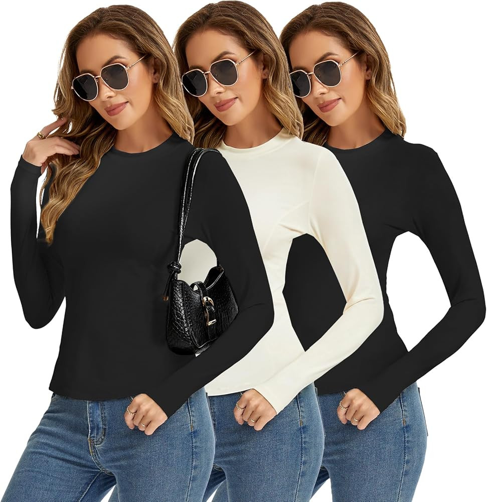 MeetHoo Women Thermal Underwear Shirts, Long Sleeve Thermal Tops Winter Warm Fleece Lined Base La... | Amazon (US)