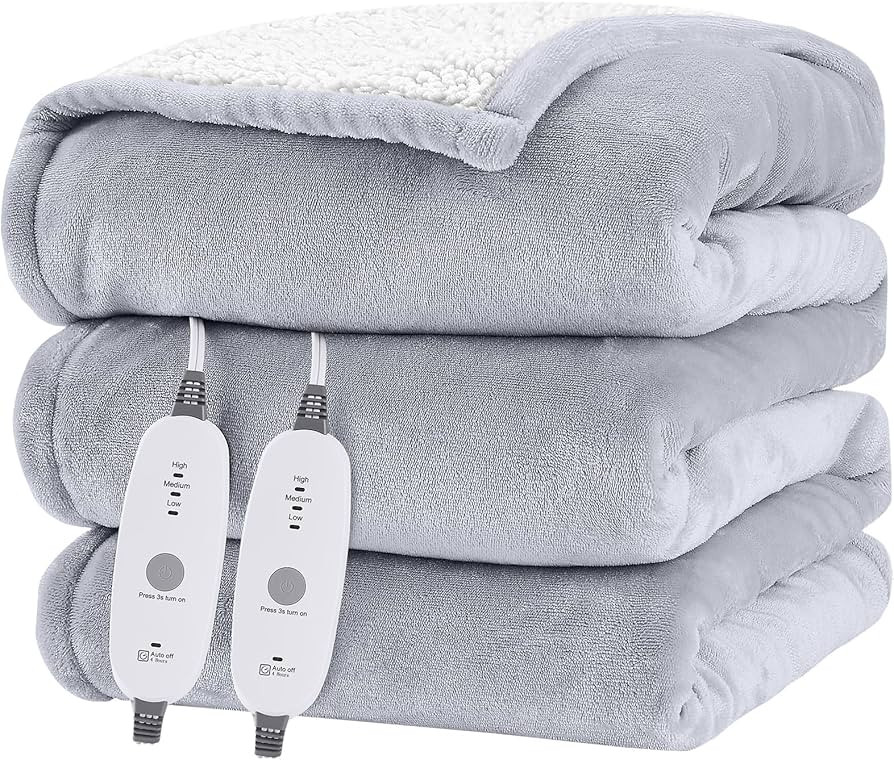 HYLEORY Heated Throw Blanket Flannel Electric Blanket Throw with 4 hrs Timer Auto-Off & 3 Heating... | Amazon (US)