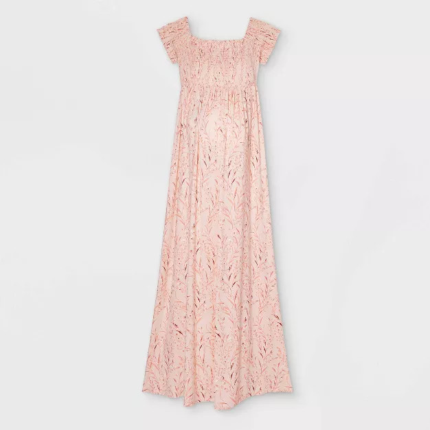 Floral Print Short Sleeve Smocked A-Line Maternity Dress - Isabel Maternity by Ingrid & Isabel™... | Target