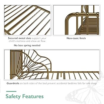 Little Seeds Quinn Whimsical Metal Toddler Bed, Gold | Amazon (US)
