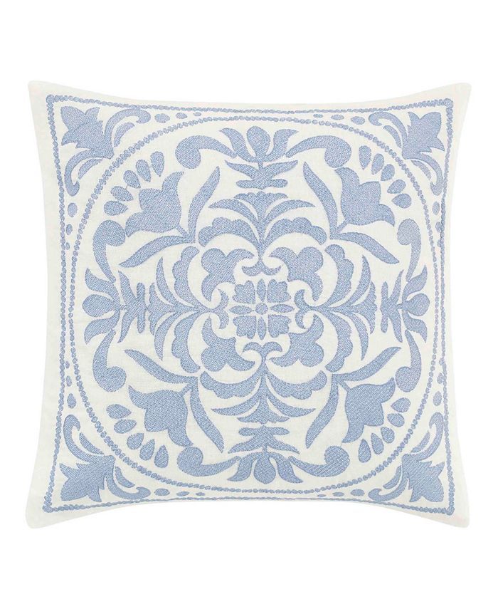 Laura Ashley Mila Blue Embroidered Medallion Throw Pillow & Reviews - Designer Bedding - Bed & Ba... | Macys (US)