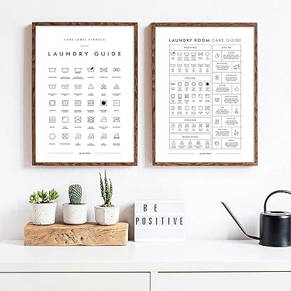 GADZRTIL Laundry Care Poster, 2pcs Natural Canvas Wall Art Painting, 16x24inch, Modern Minimalist... | Amazon (US)