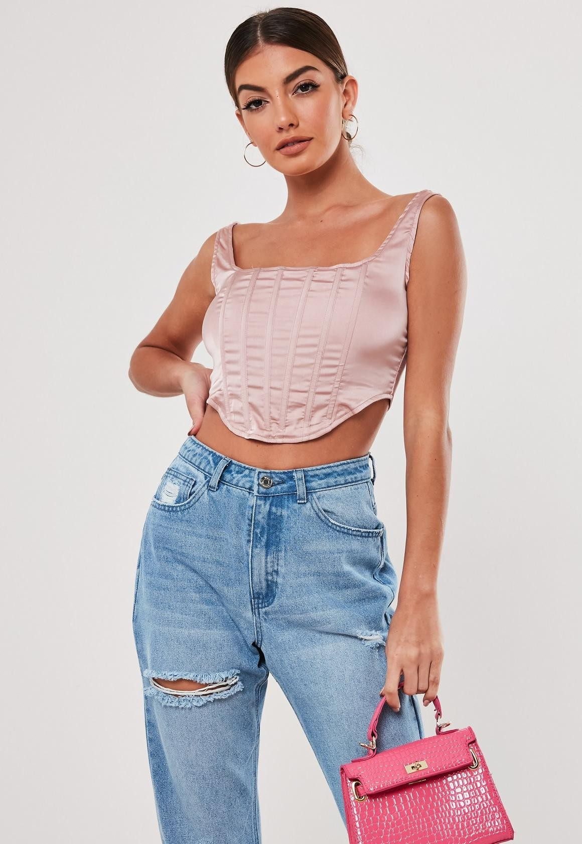 Stassie X Missguided Rose Satin Corset Top | Missguided (US & CA)