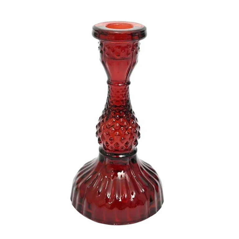 Small Red Glass Christmas Taper Candle Holder, 6.5", by Holiday Time | Walmart (US)