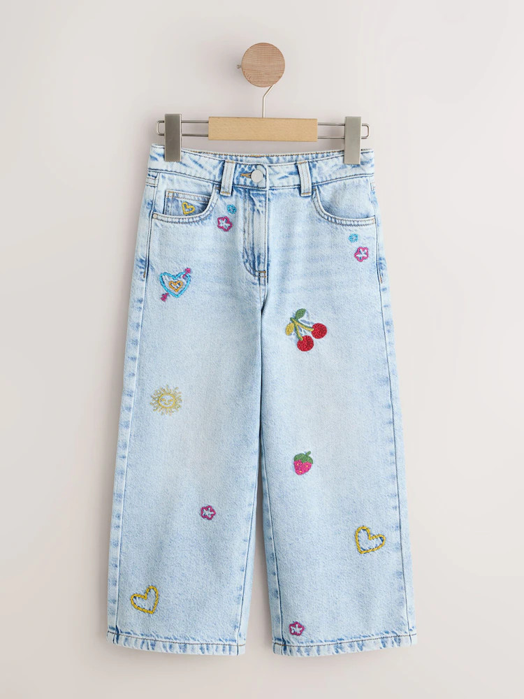 Light Blue Denim Embroidered Wide Leg Jeans (3-16yrs) | Next US