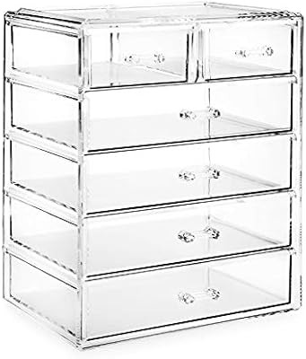 Casafield Acrylic Cosmetic Makeup Organizer & Jewelry Storage Display Case - 4 Large, 2 Small Dra... | Amazon (US)