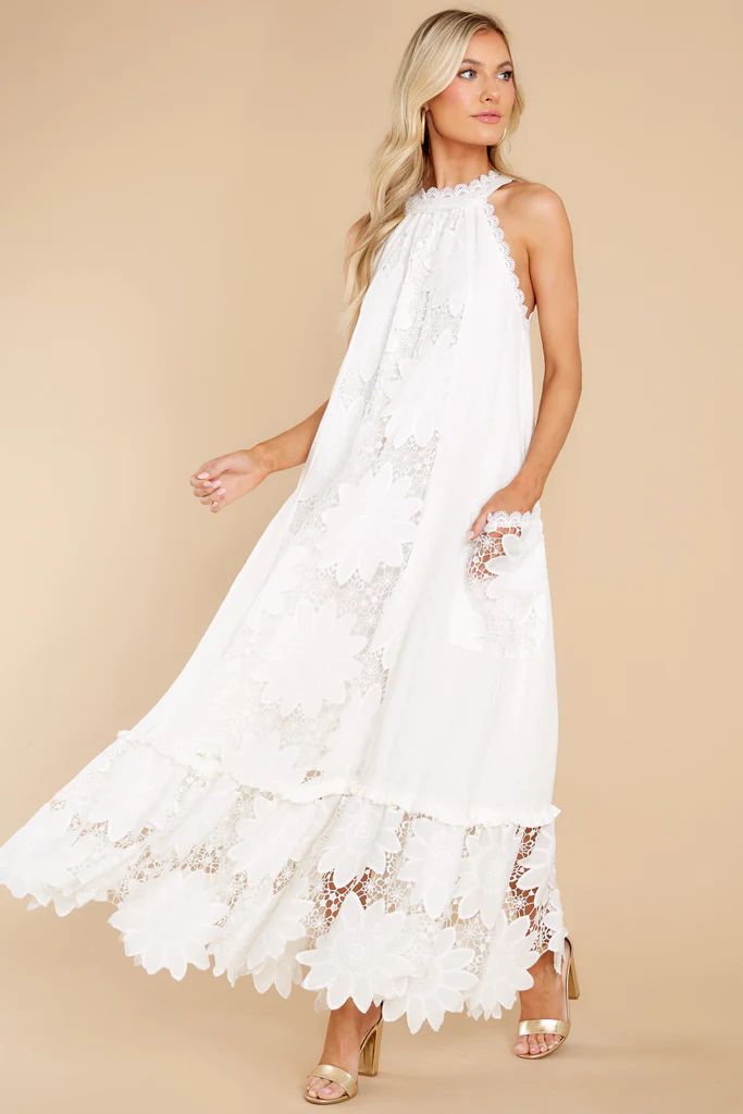 Time For Dessert White Lace Maxi Dress | Red Dress 