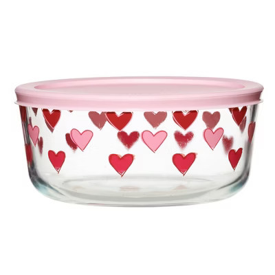 Anchor 7c Glass Hearts Food Storage Pink | Target
