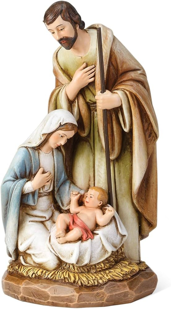 Joseph's Studio by Roman - Holy Family Figure, Christmas Scene, Carved Wood Look, 8" H, Resin and... | Amazon (US)