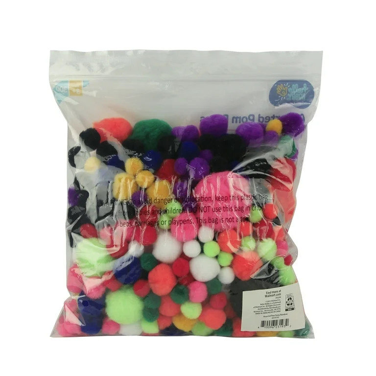 Hello Hobby Rainbow Multicolor Pom Poms, 300 Piece | Walmart (US)