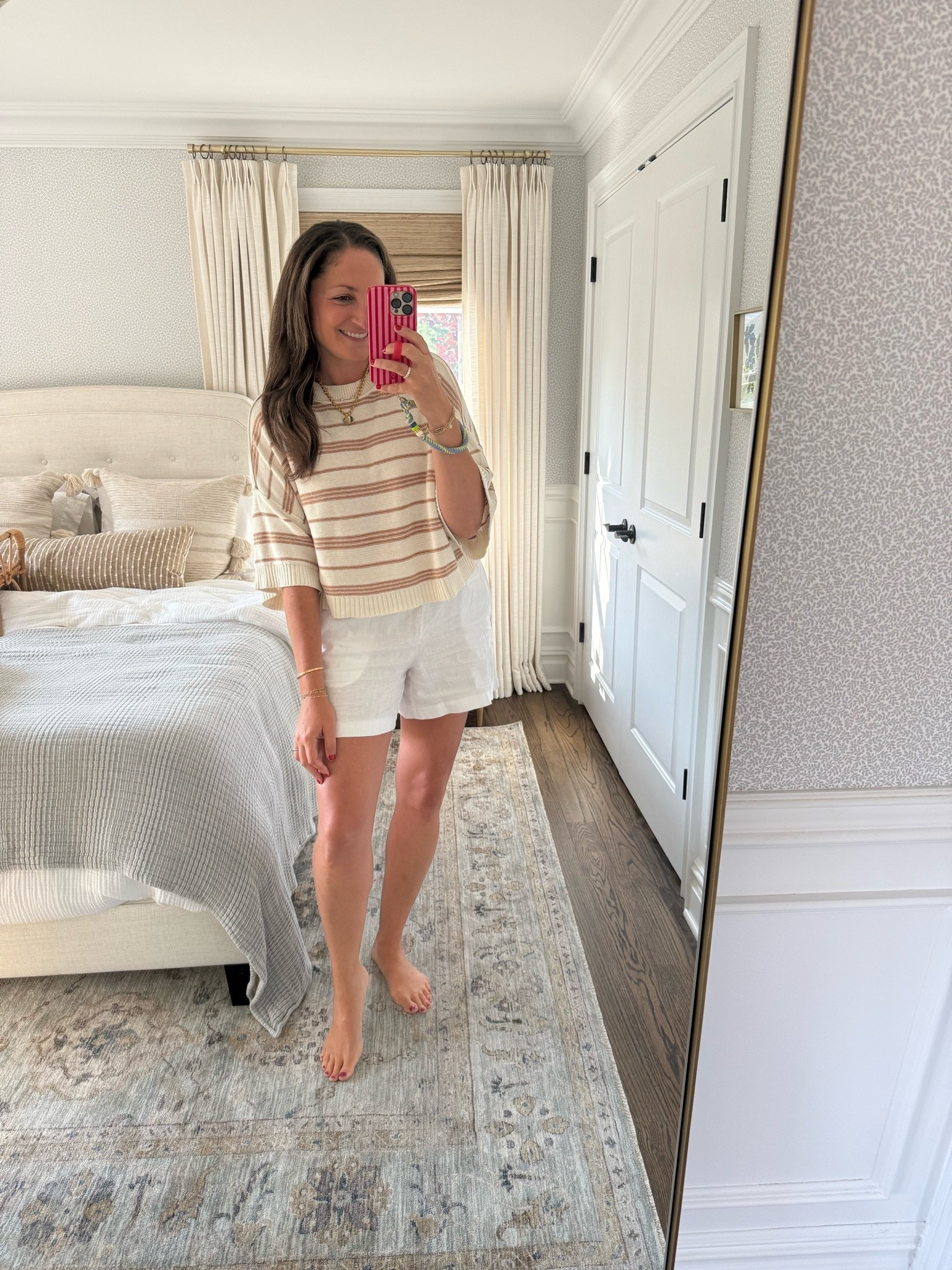 These @Quince linen shorts are a summer staple! They run true to size (I’m I’m in a medium) and come in a ton of colors. Love this @Anthropologie sweater, which I honestly wear all year long.

#LTKootd #LTKdayinmylife #LTKgrwm