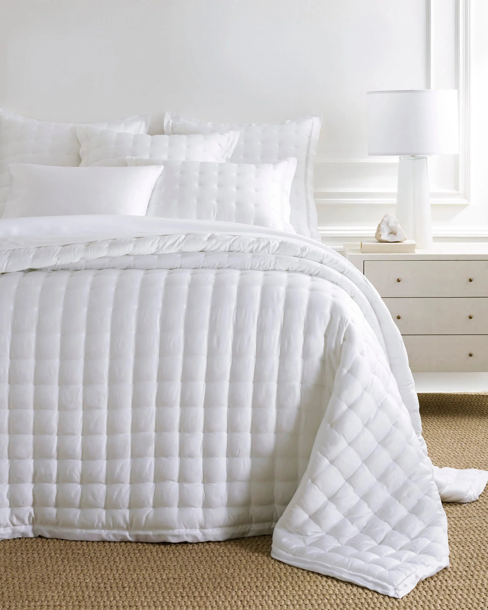 Silken Solid White Puff - King | Annie Selke
