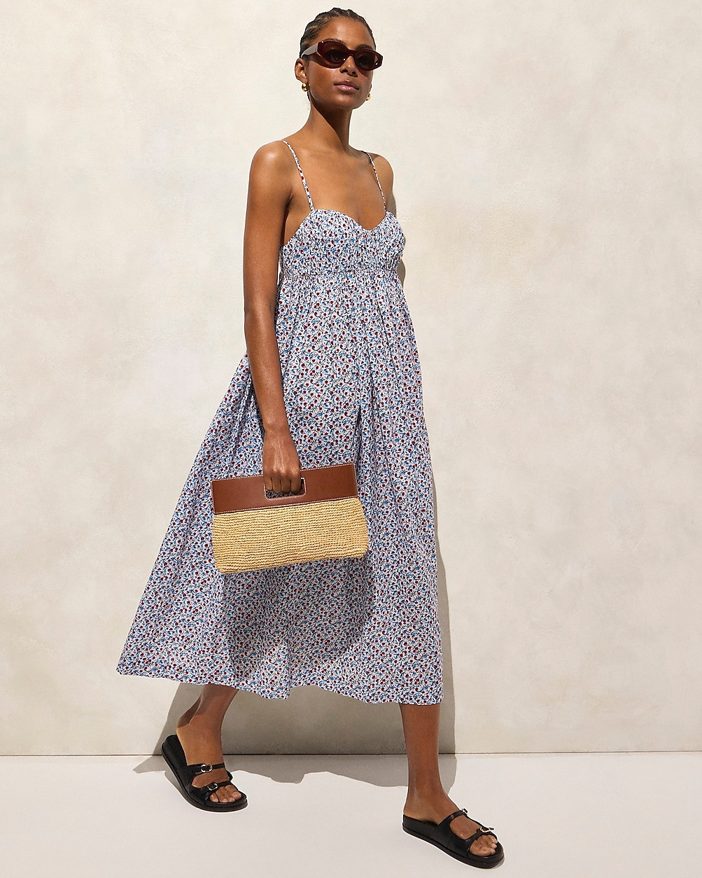 Cotton voile empire-waist dress in poppy print | J. Crew US