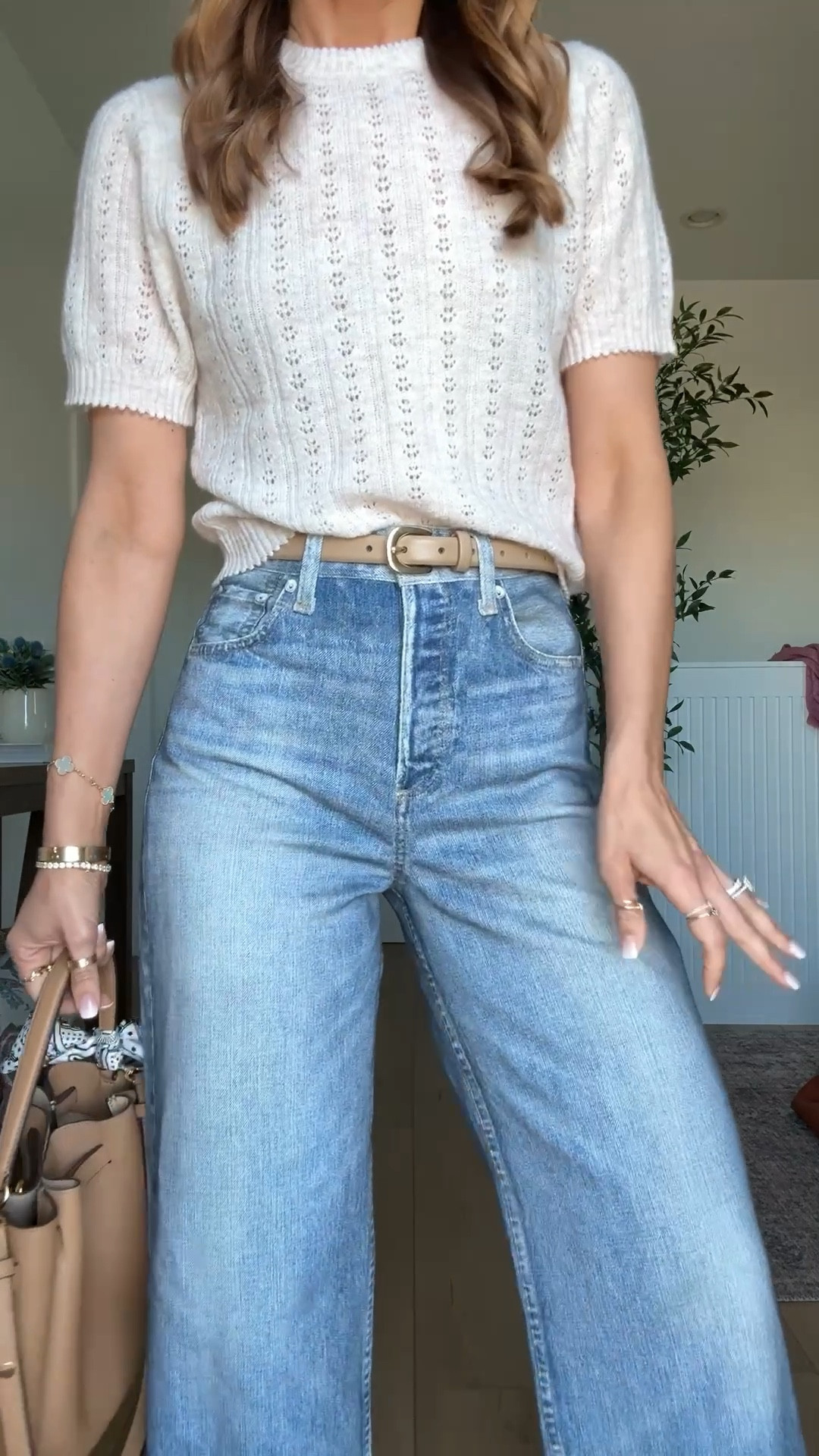 Tag & Bone Miramar Andi Ankle Pants in 23. Runs big so size down! Target sweater top in XS. Woven ballet flats are TTS. Tory Burch Romy bucket bag. Spring outfit. Neutral outfit. Casual outfit. Elevated outfit. 

#LTKootd #LTKselfcare #LTKPetite