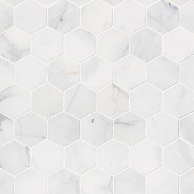 Calacatta Cressa Hex Honed 2" x 2" Marble Mosaic Tile in White | Wayfair North America