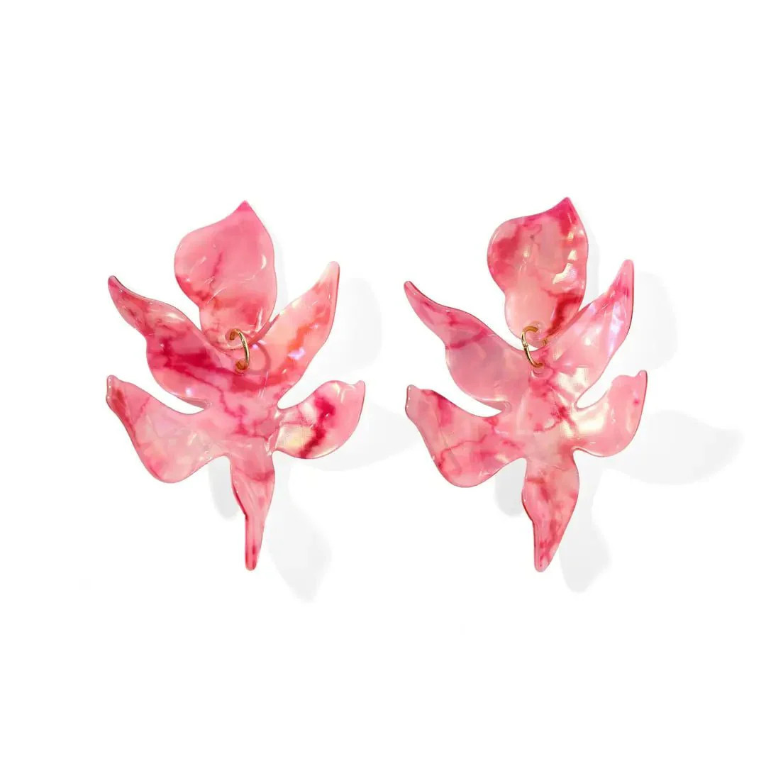 Flora Acetate Statement Earrings - Pink Spritz - LINNY CO | LINNY CO LLC