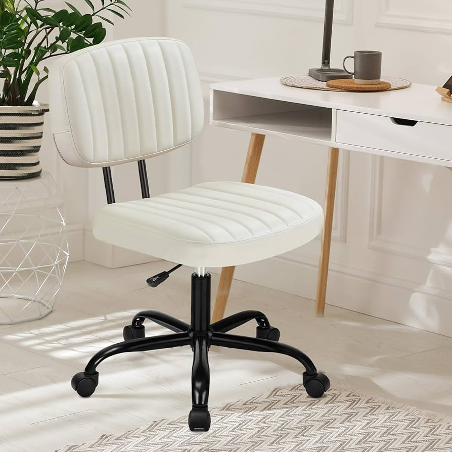 DUMOS Armless Home Office Desk Chair Ergonomic with Low Back Lumbar Support, Height Adjustable PU... | Amazon (US)
