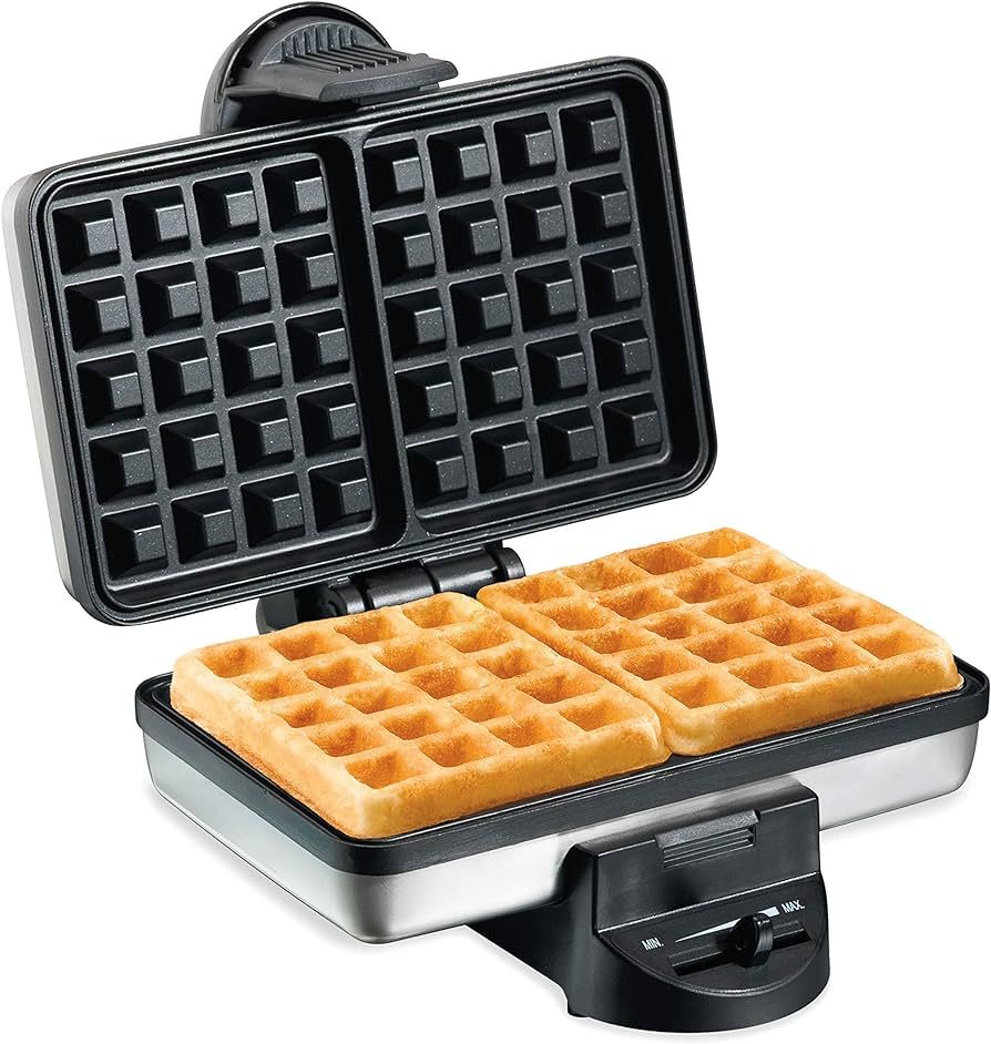 Amazon.com: Hamilton Beach Belgian Mini Waffle Maker with Shade Control, Makes 2 at Once, Create ... | Amazon (US)