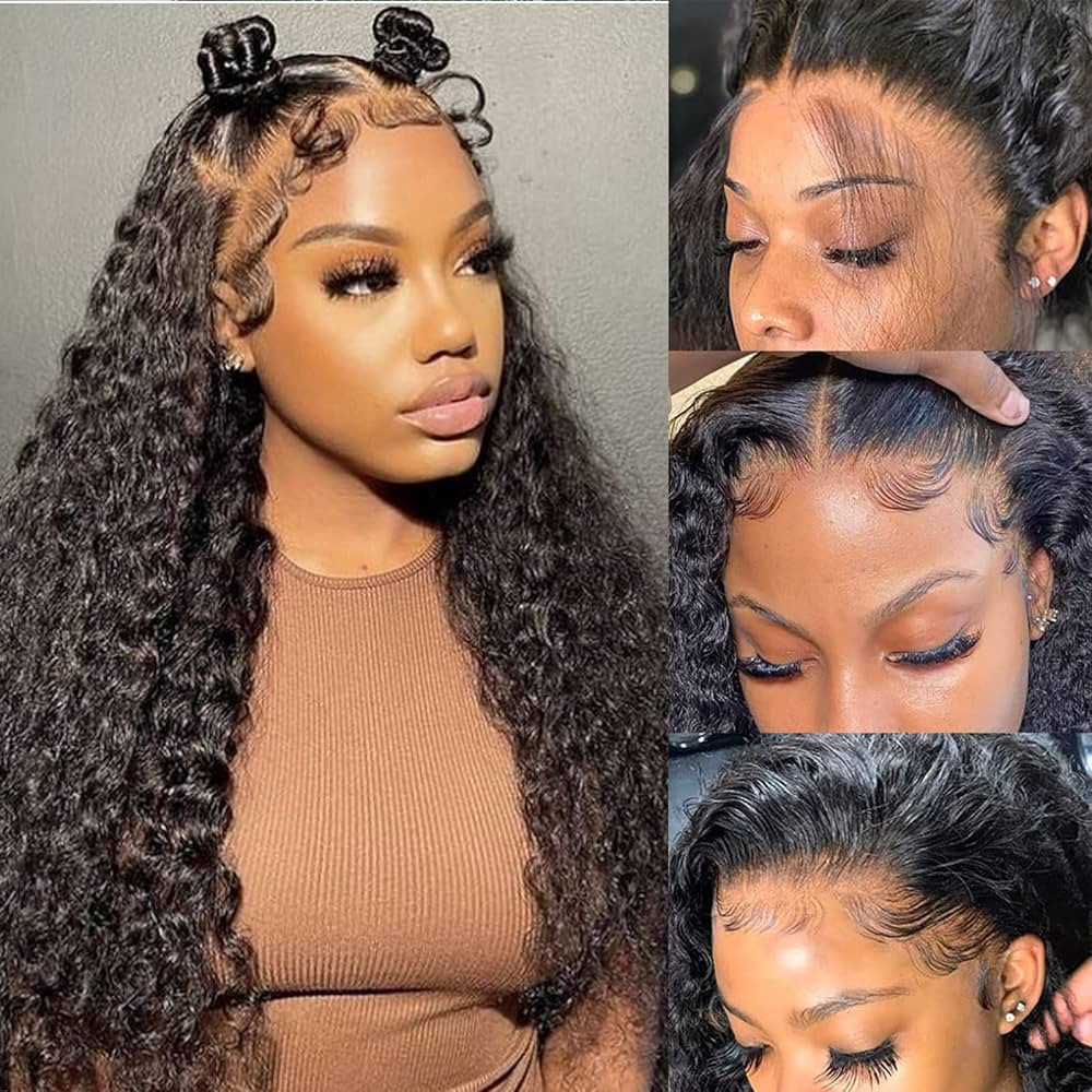 28 Inch Deep Wave Lace Front Wigs Human Hair Pre Plucked 180% Density Wet and Wavy Glueless HD Tr... | Amazon (US)