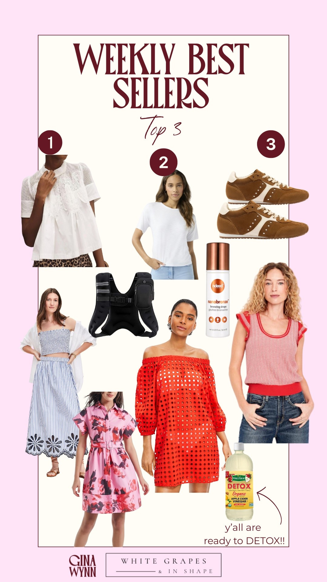 Your favorites! Looks like we’re all ready to wear some color, build bone strength, detox and add a little bronze glow 💫

Spring fashion, spring tops, spring sneakers, self tanning drops, weighted vest 

#LTKFindsUnder100 #LTKShoeCrush #LTKActive