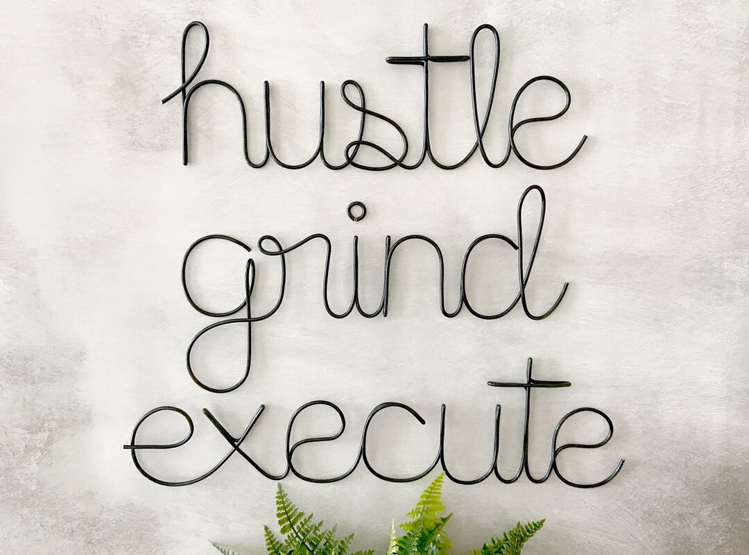 Hustle Grind Execute, Office Decor, Entrepreneur Decor, Modern Office Decor, Motivational Art, Wo... | Etsy (US)