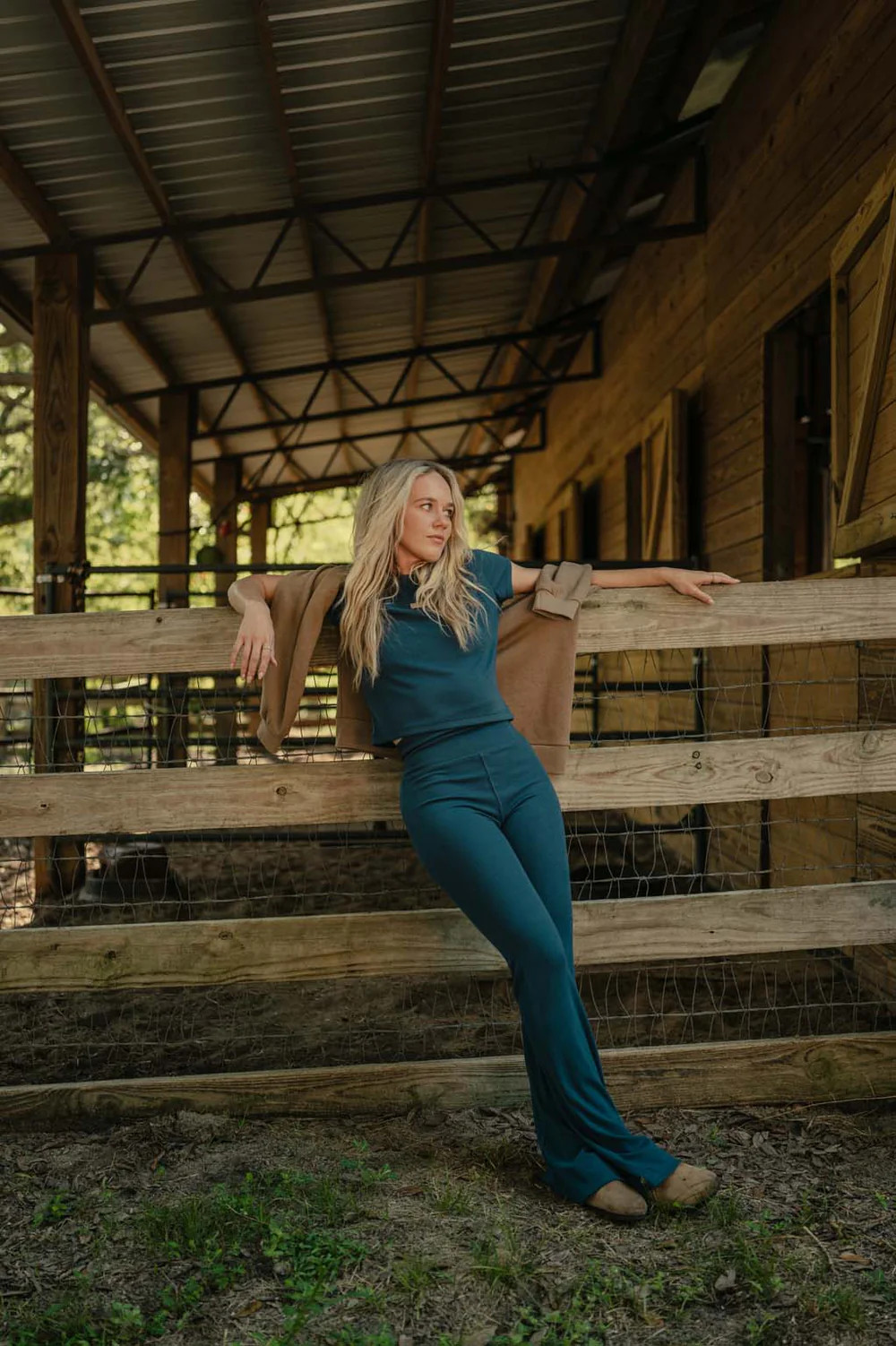 Ribbed Flare Leggings - Coastal Countryside | Tribe Kelley